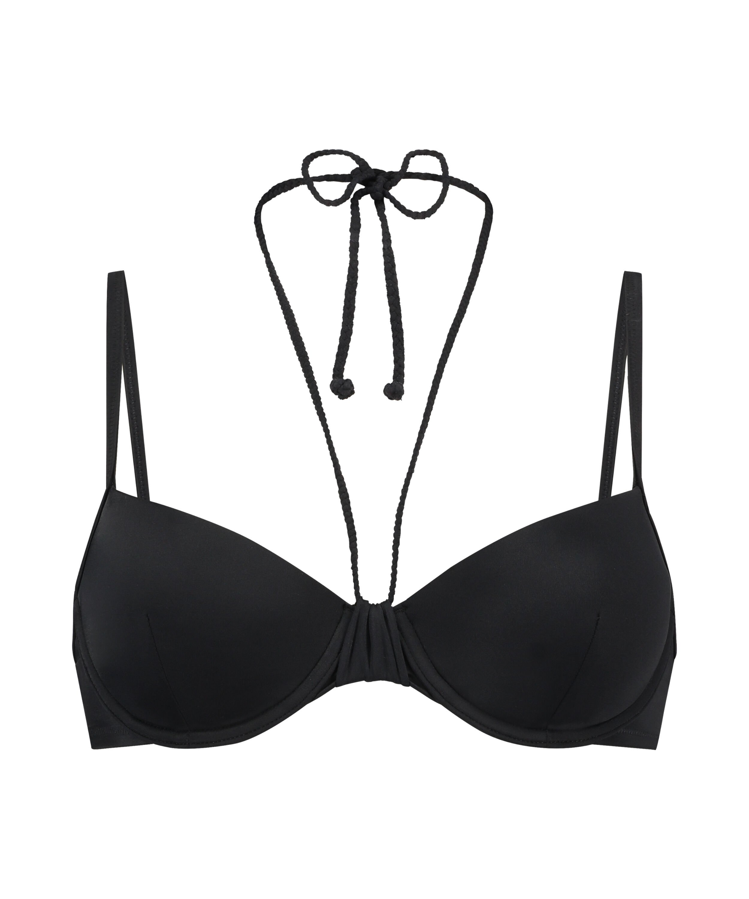 Top de bikini con aros y preformado Luxe, Negro