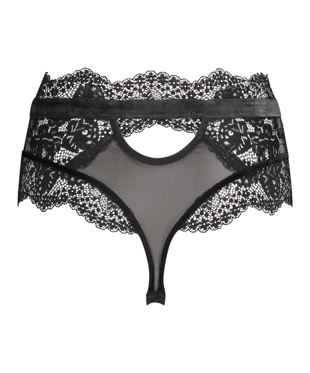 Tanga de corte alto Maureen Rebecca Mir, Negro