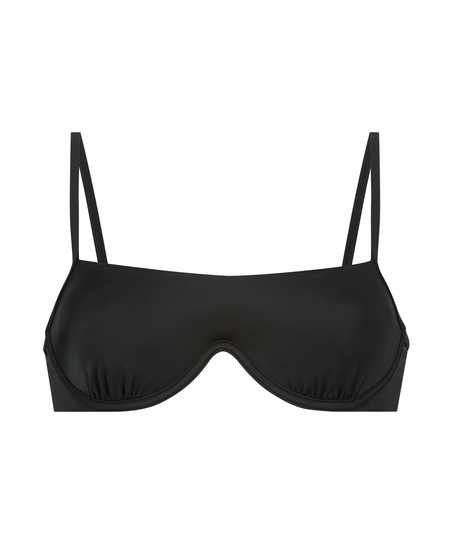 Top de bikini de aros no preformado Sicily, Negro