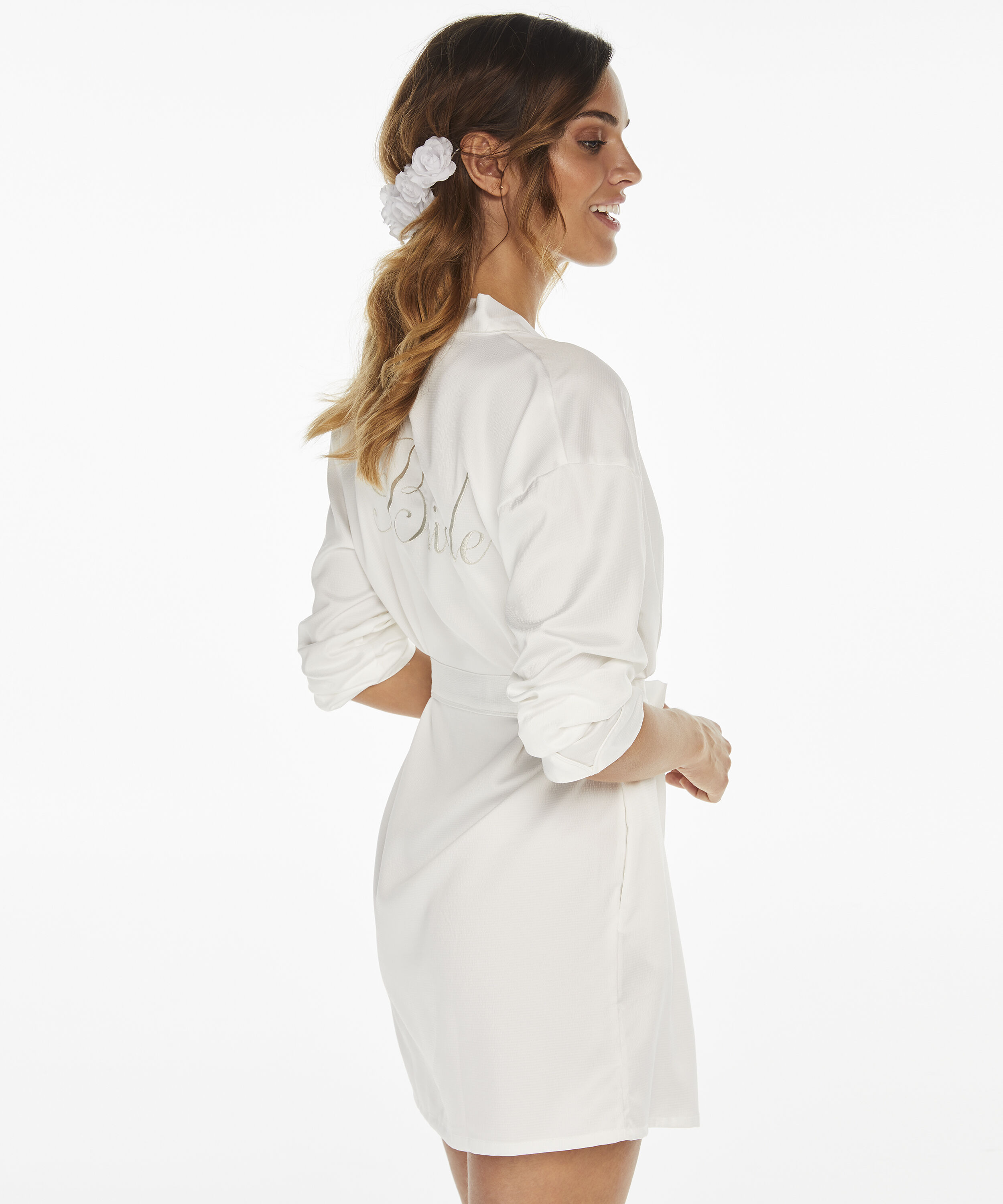 Kimono Satin Bridal, Blanco