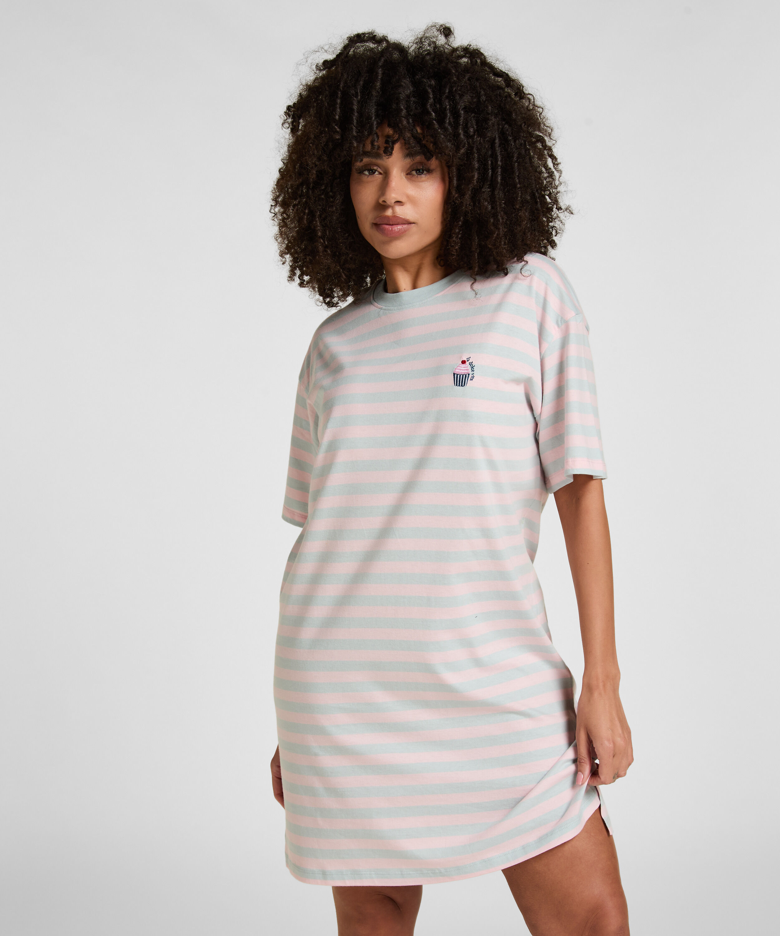 Camisón de cuello redondo, Azul