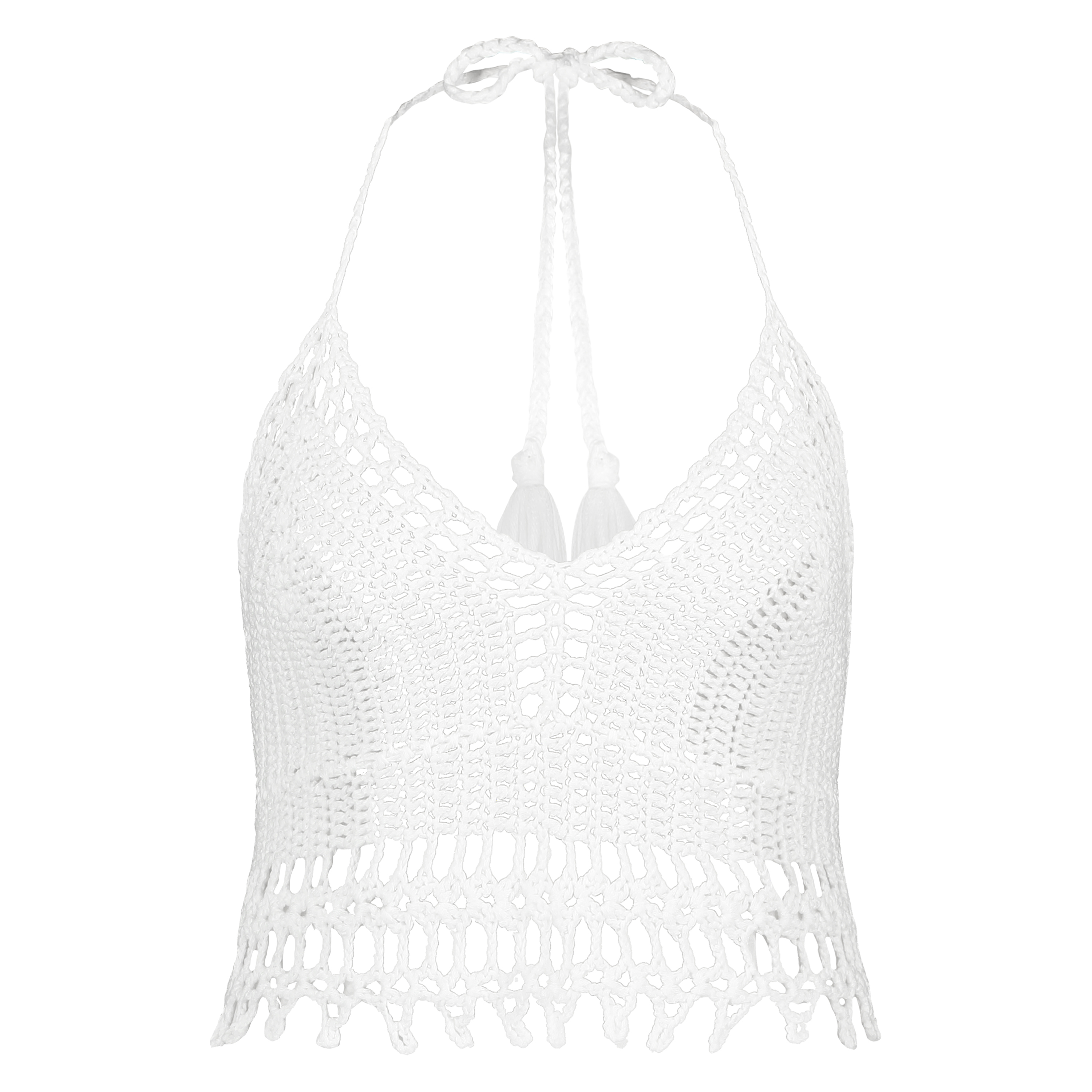 Top corto de crochet, Blanco, main