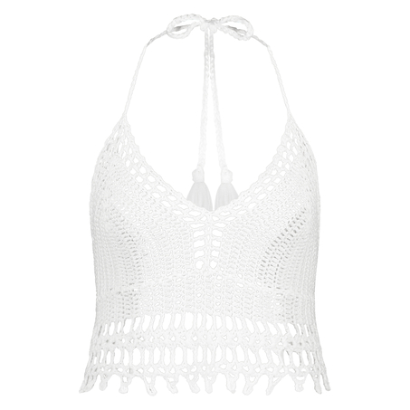 Top corto de crochet, Blanco