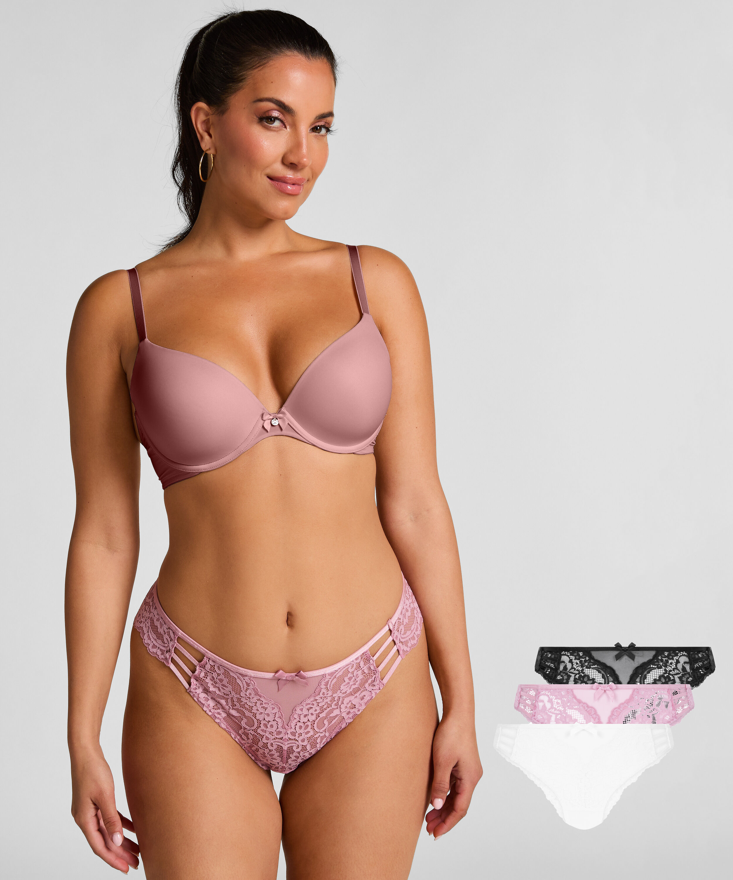 Lote de 3 braguitas brasileñas Belle, Rosa