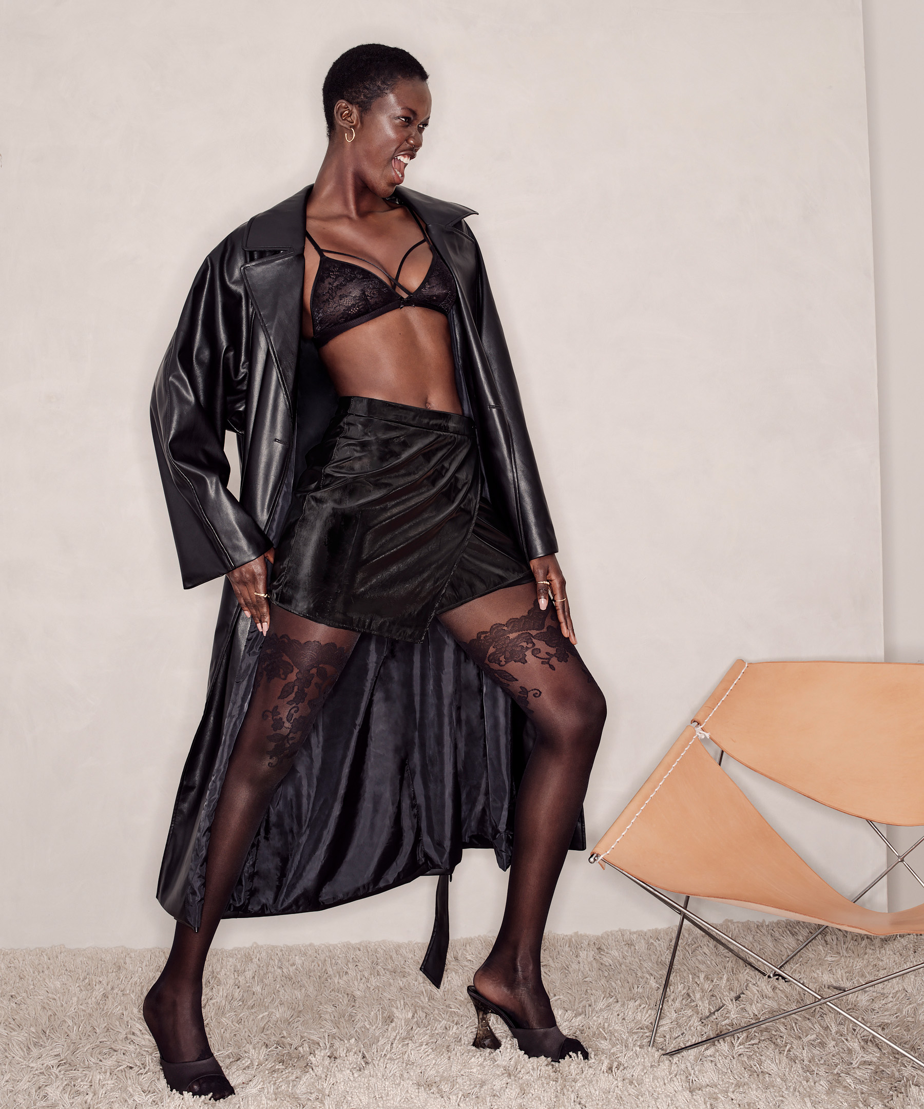 Medias Floral 20 Denier, Negro, main