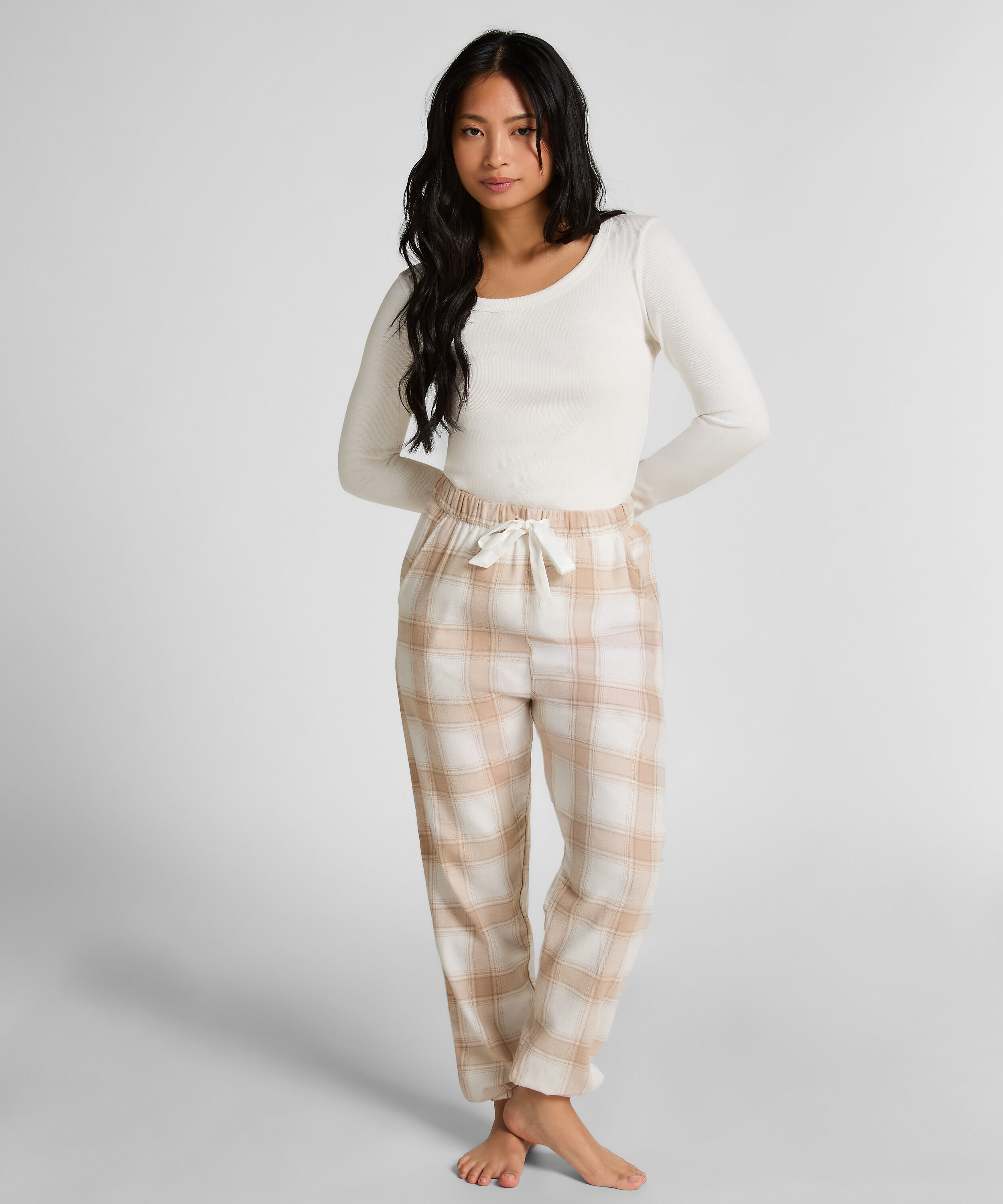 Pantalones de pijama de franela, Beige
