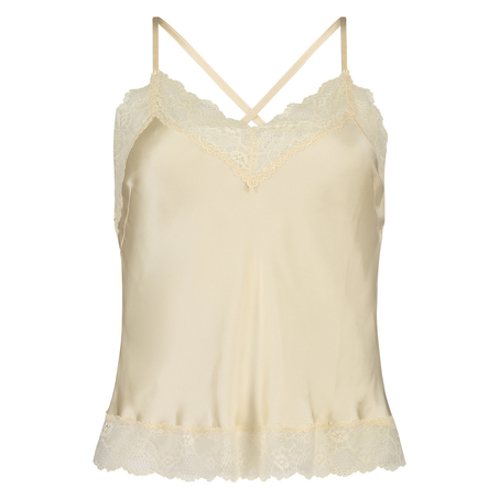 Camiseta top Satin Lace, Beige