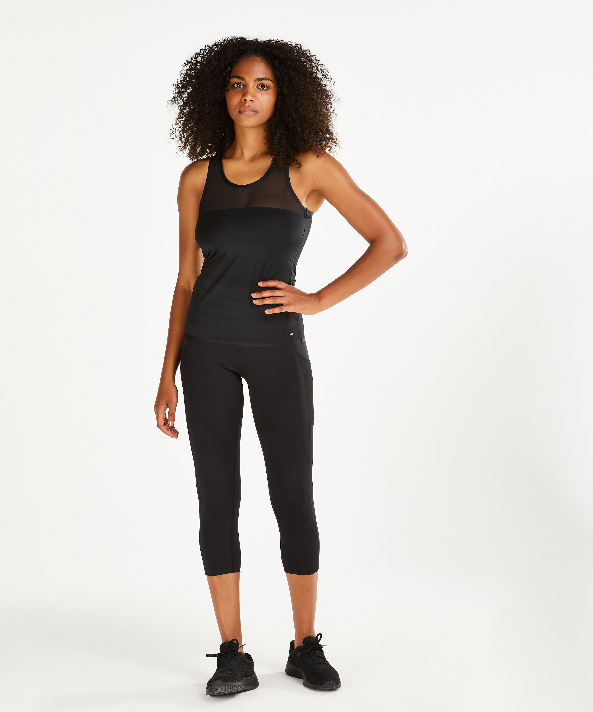 Camiseta sin mangas de malla pegada HKMX, Negro, main