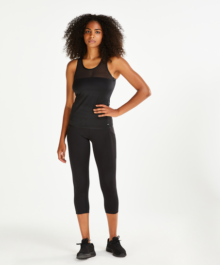 Camiseta sin mangas de malla pegada HKMX, Negro