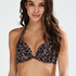 Top de bikini de aros push-up preformado Leopard, Beige