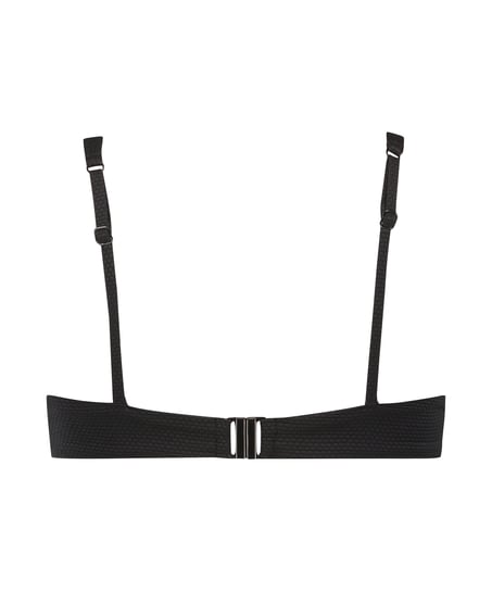 Top de bikini de aros no preformado Scallop, Negro