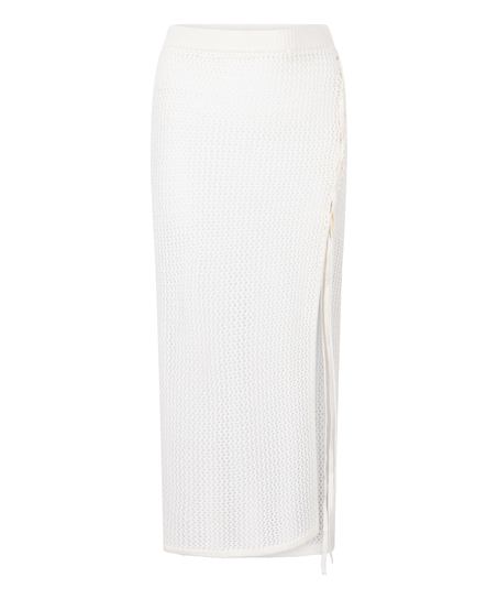 Falda midi de ganchillo, Blanco