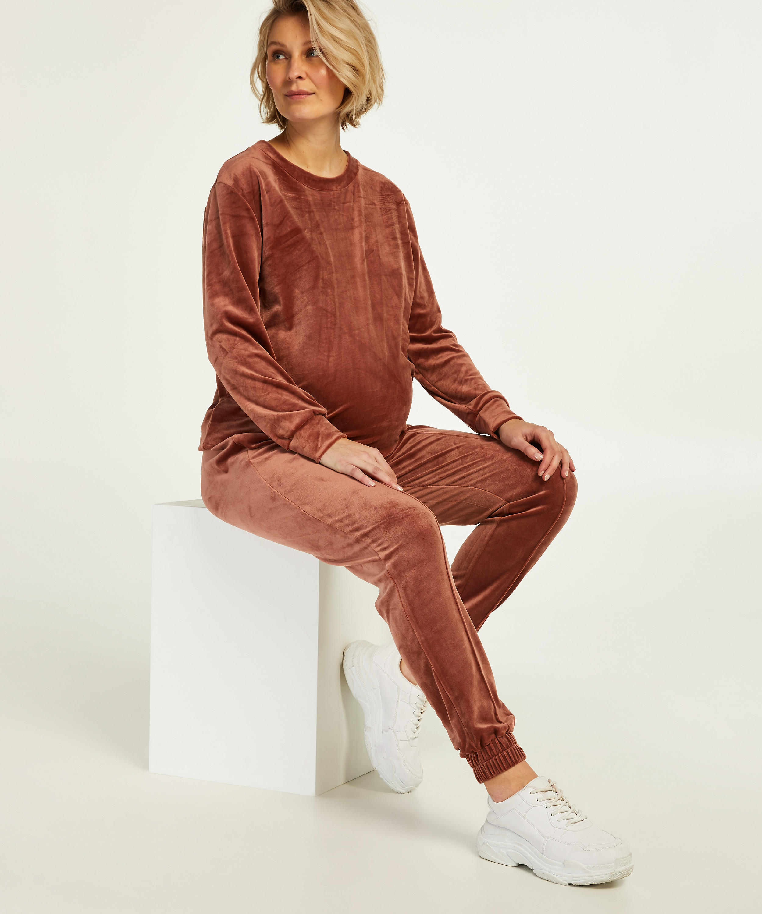 Pantalón de deporte premamá Velours, Rosa, main