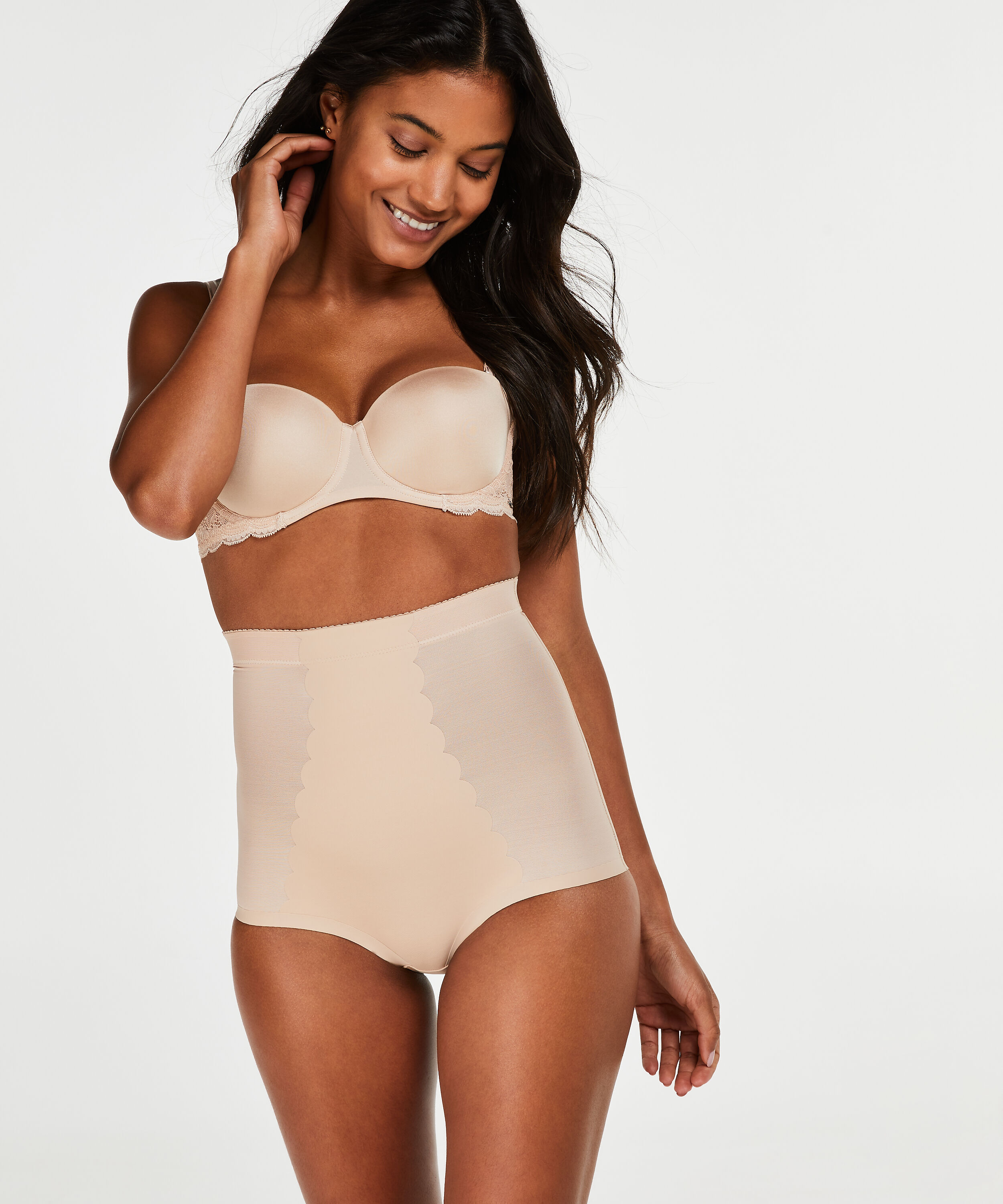 Braguita festoneada moldeadora de cintura alta - Level 3, Beige