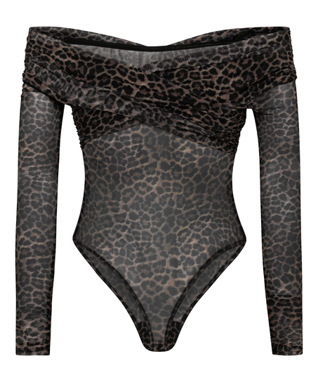 Body de leopardo Keisha, Negro