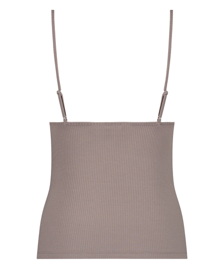 Top sin mangas de canalé, Marrón