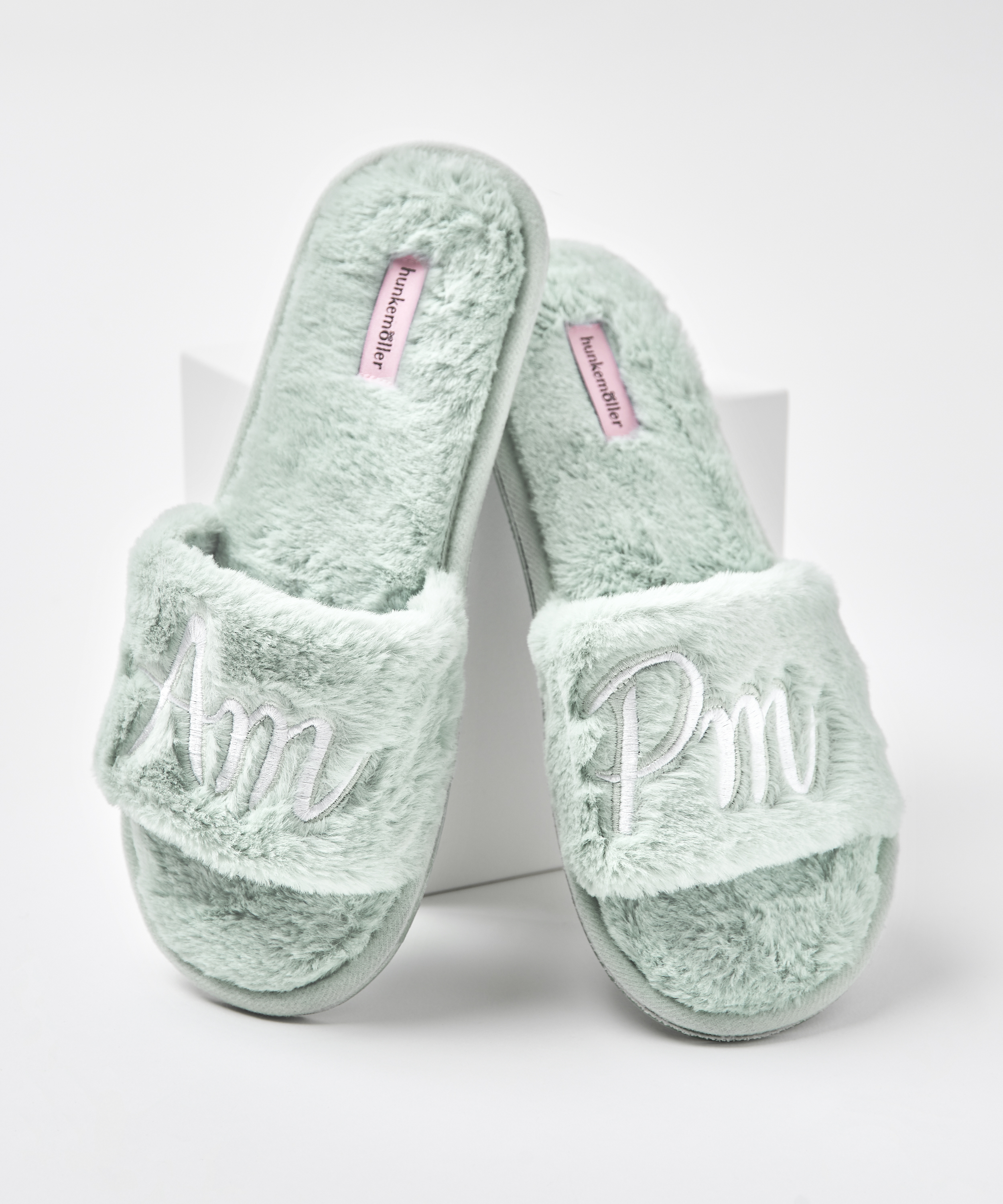 Zapatillas de andar por casa de piel sintética, Verde, main