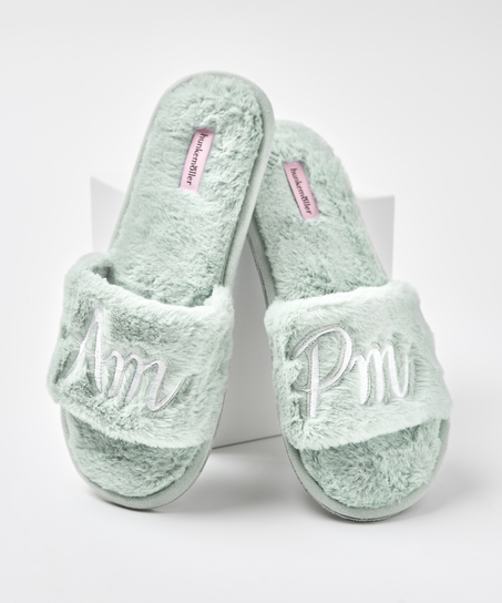 Zapatillas de andar por casa de piel sintética, Verde