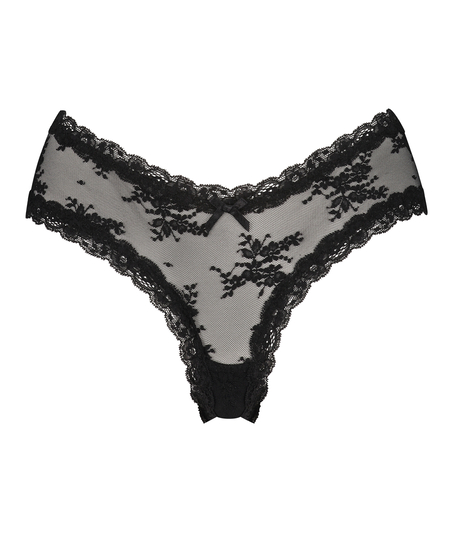 Brasile&ntilde;a en forma de V burn-out mesh, Negro