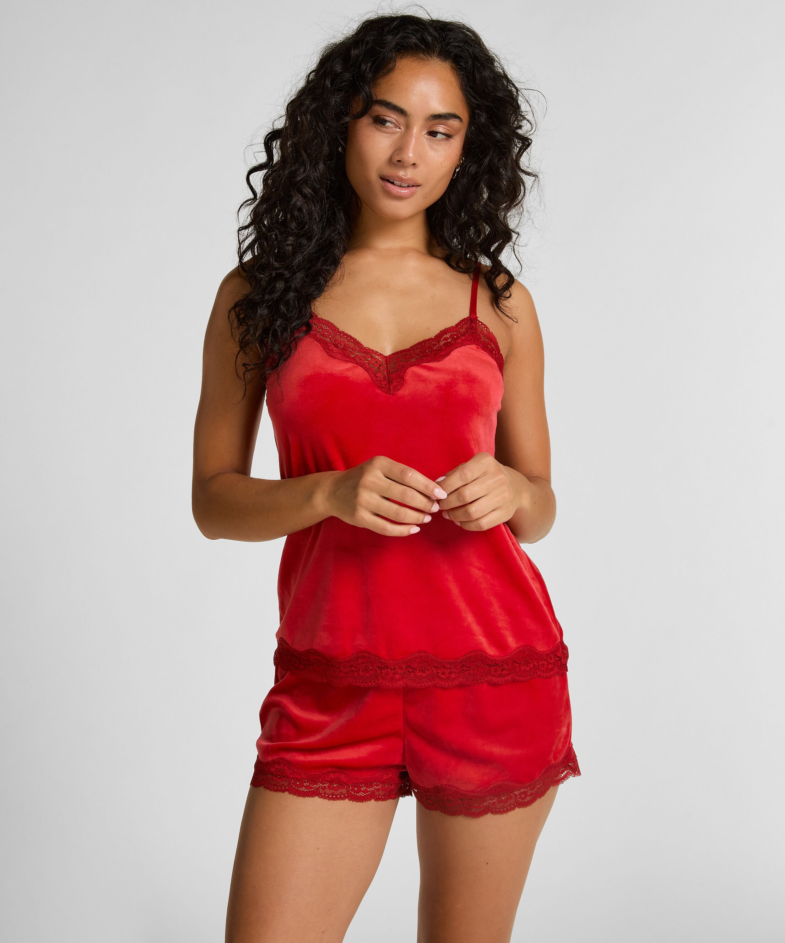 Short Velours Lace, Rojo