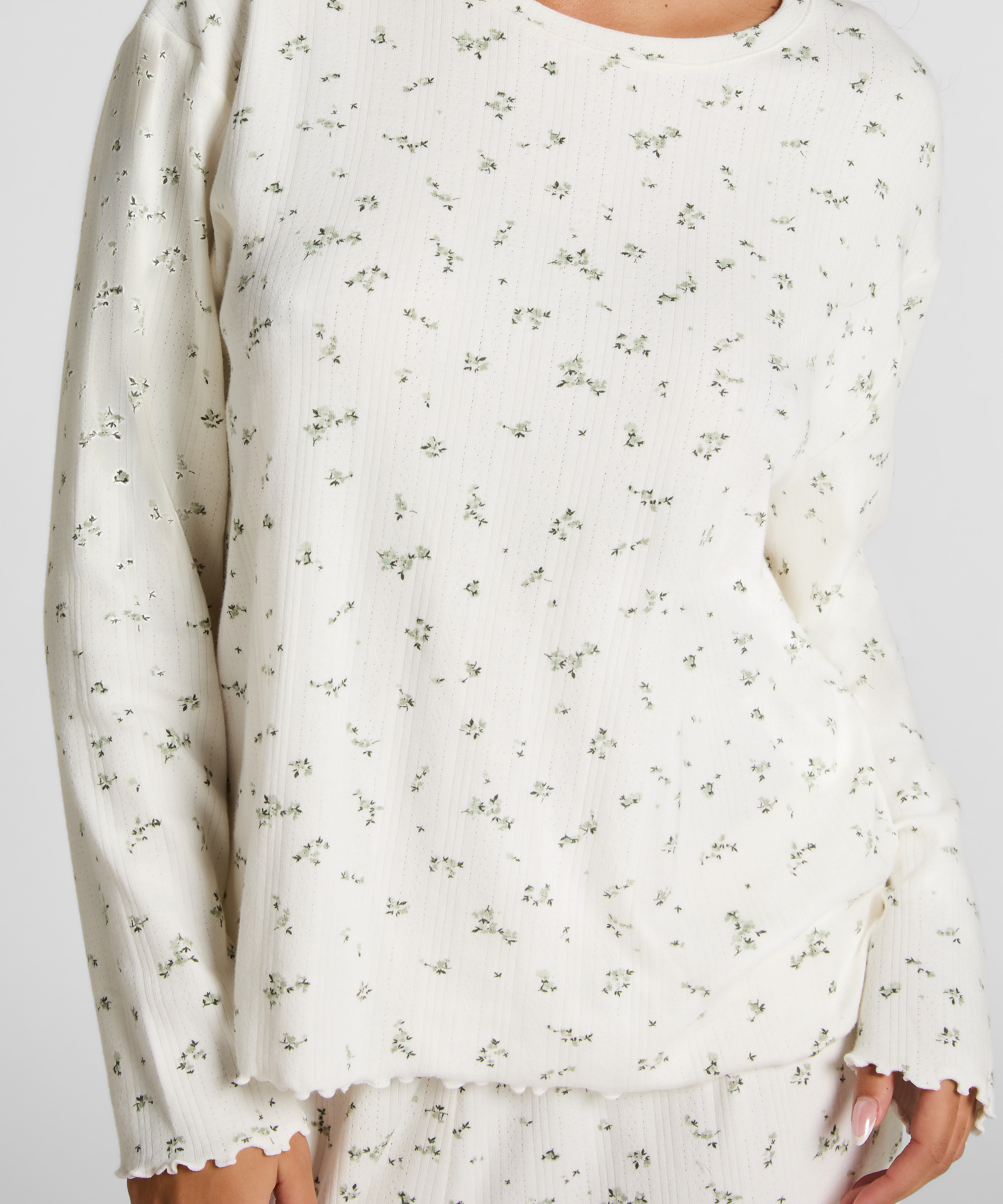 Pyjama Top Loose Pointelle, Blanco, main