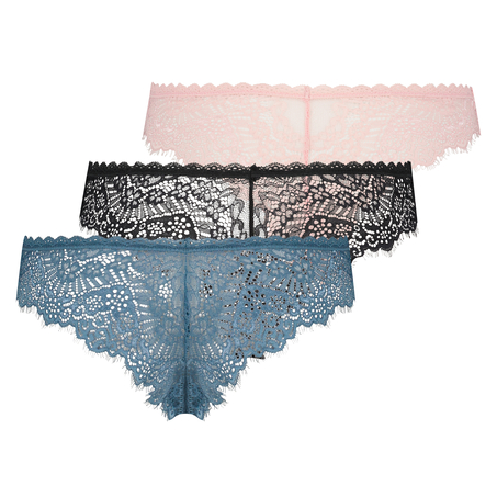 3-Pack Brazilians lace, Negro