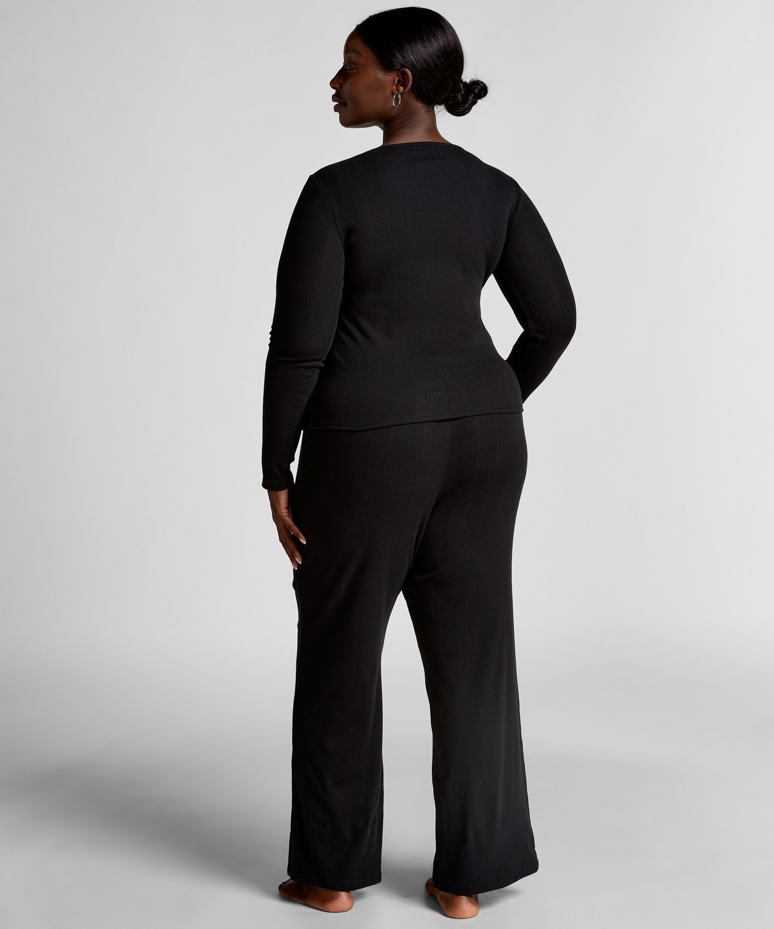 Top de pijama Henley, Negro, main