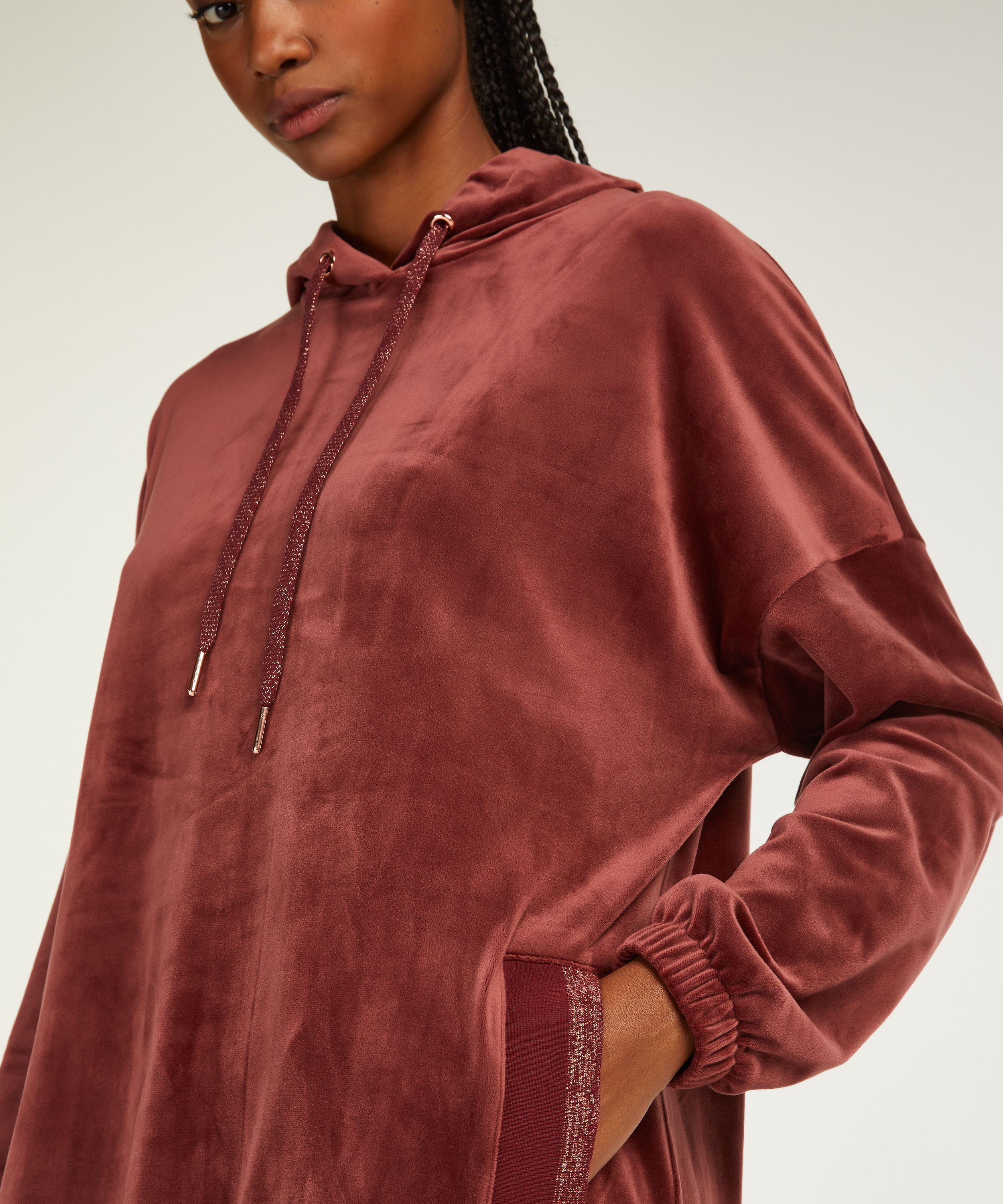 Bata de terciopelo Dress, marr&oacute;n, main