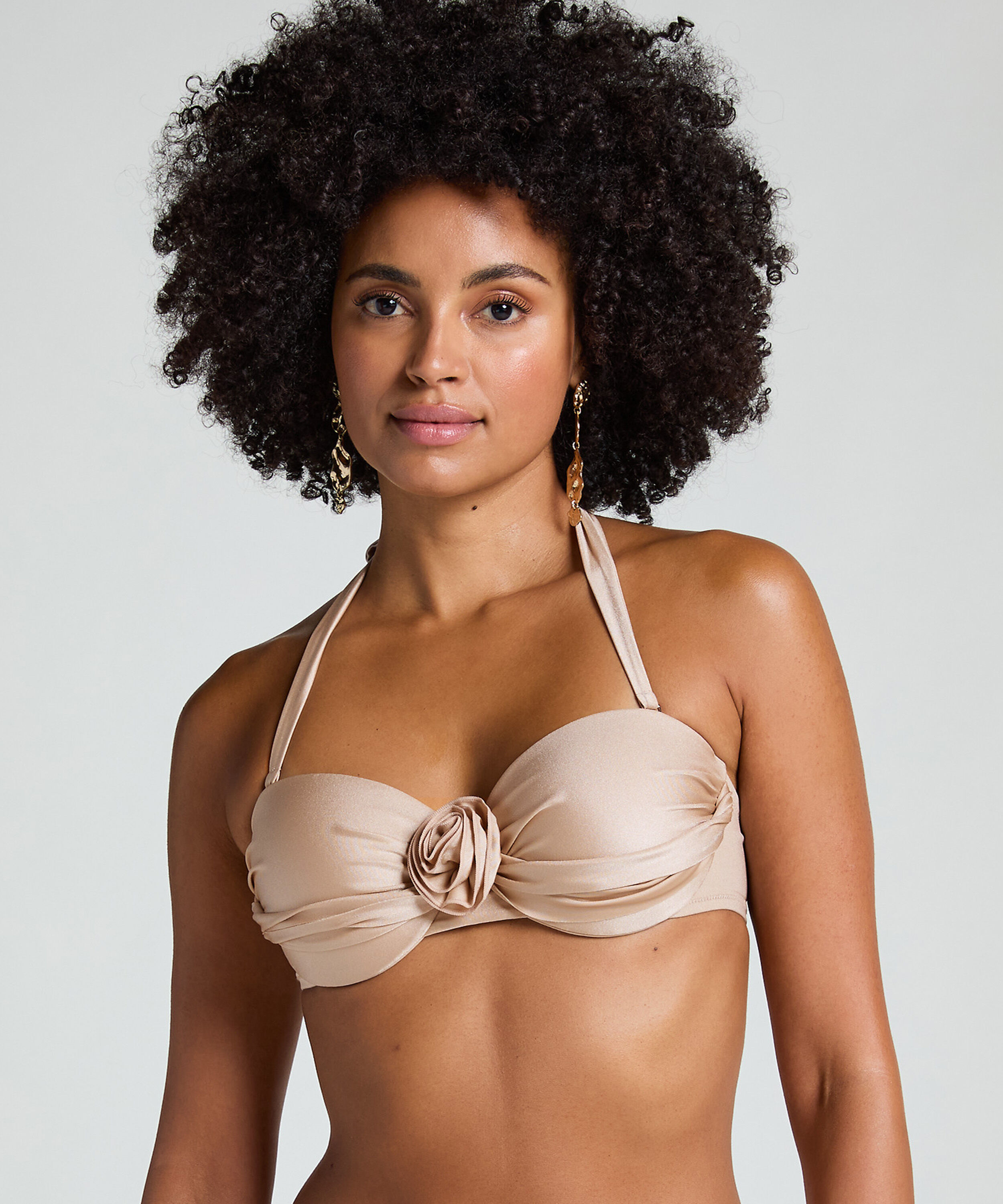 Top de bikini bandeau Lima, Beige