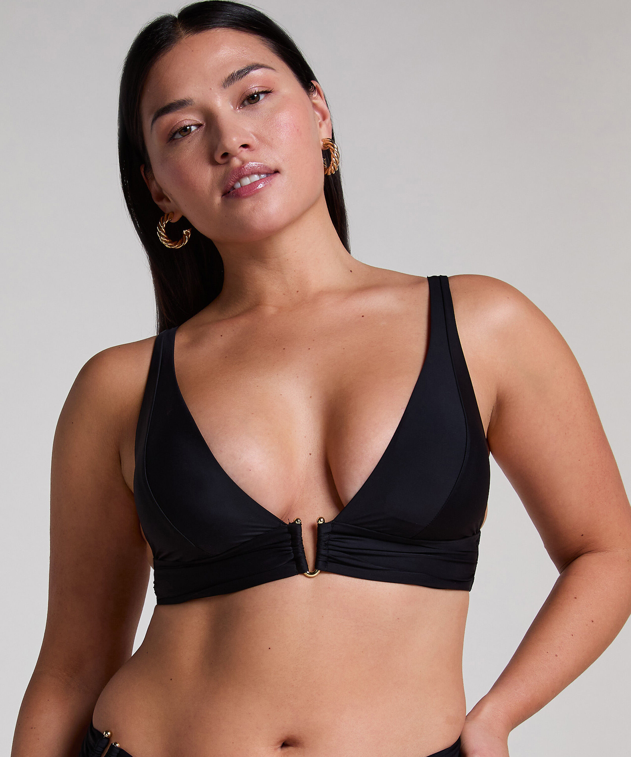 Top de bikini de triángulo Luna, Negro Top de bikini de triángulo Luna, Negro