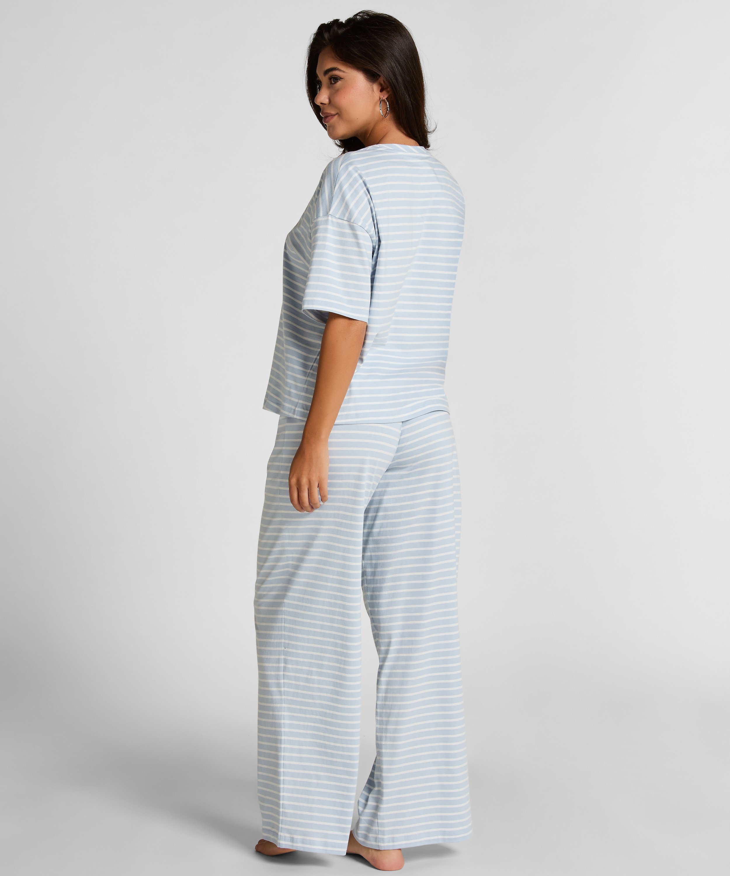 Pyjama Set Cotton Jersey Long, Azul, main