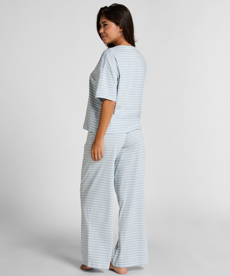 Pyjama Set Cotton Jersey Long, Azul