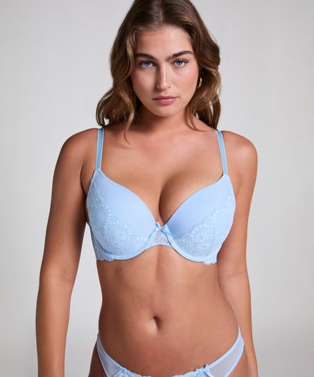 Sujetador push-up de aros con relleno Cherry, Azul