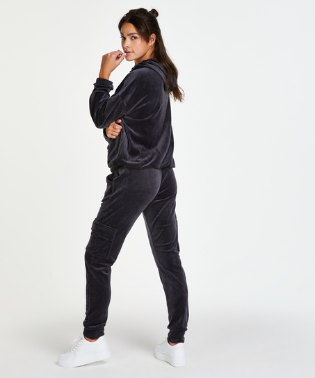 Pantal&oacute;n para correr de terciopelo Cargo, Gris