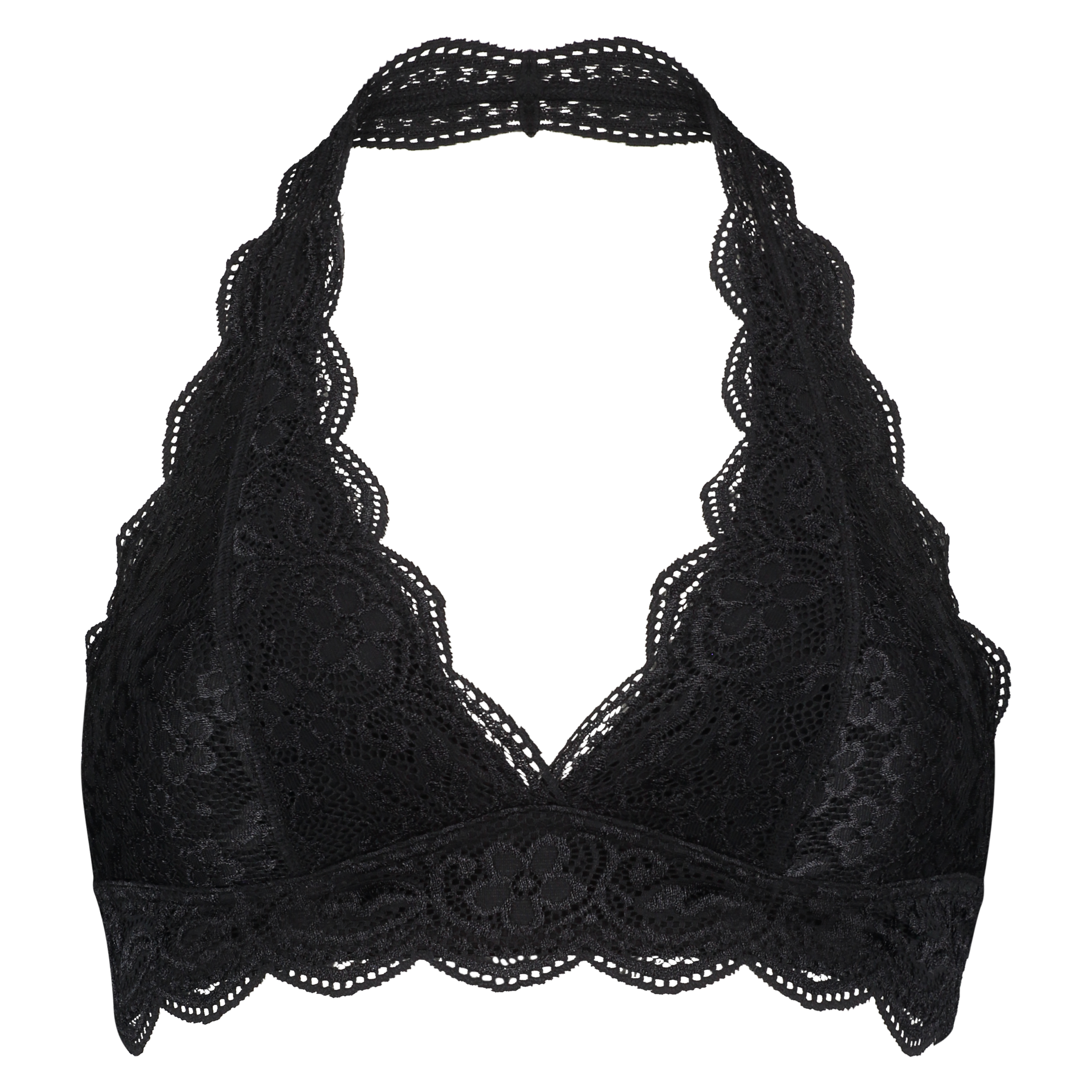 Sujetador bralette Halter Lace, Negro, main