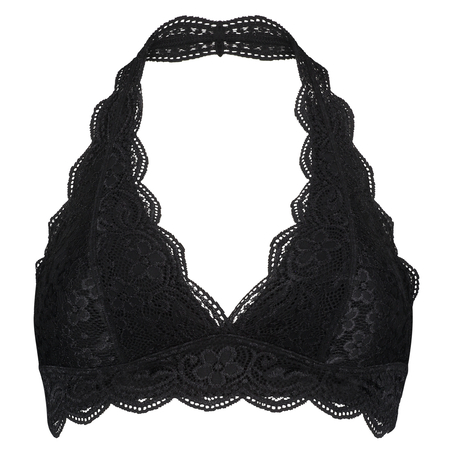 Sujetador bralette Halter Lace, Negro