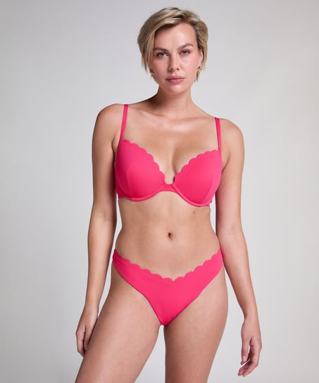 Top de bikini con aros preformado Scallop, Rosa