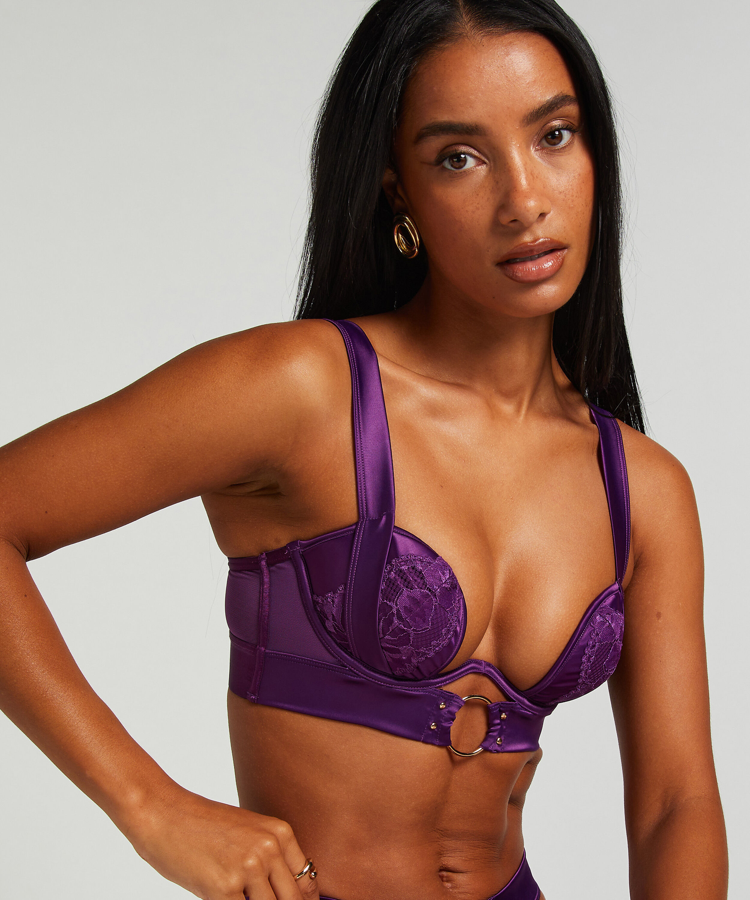 Sujetador con relleno y aros longline Elsa, Morado