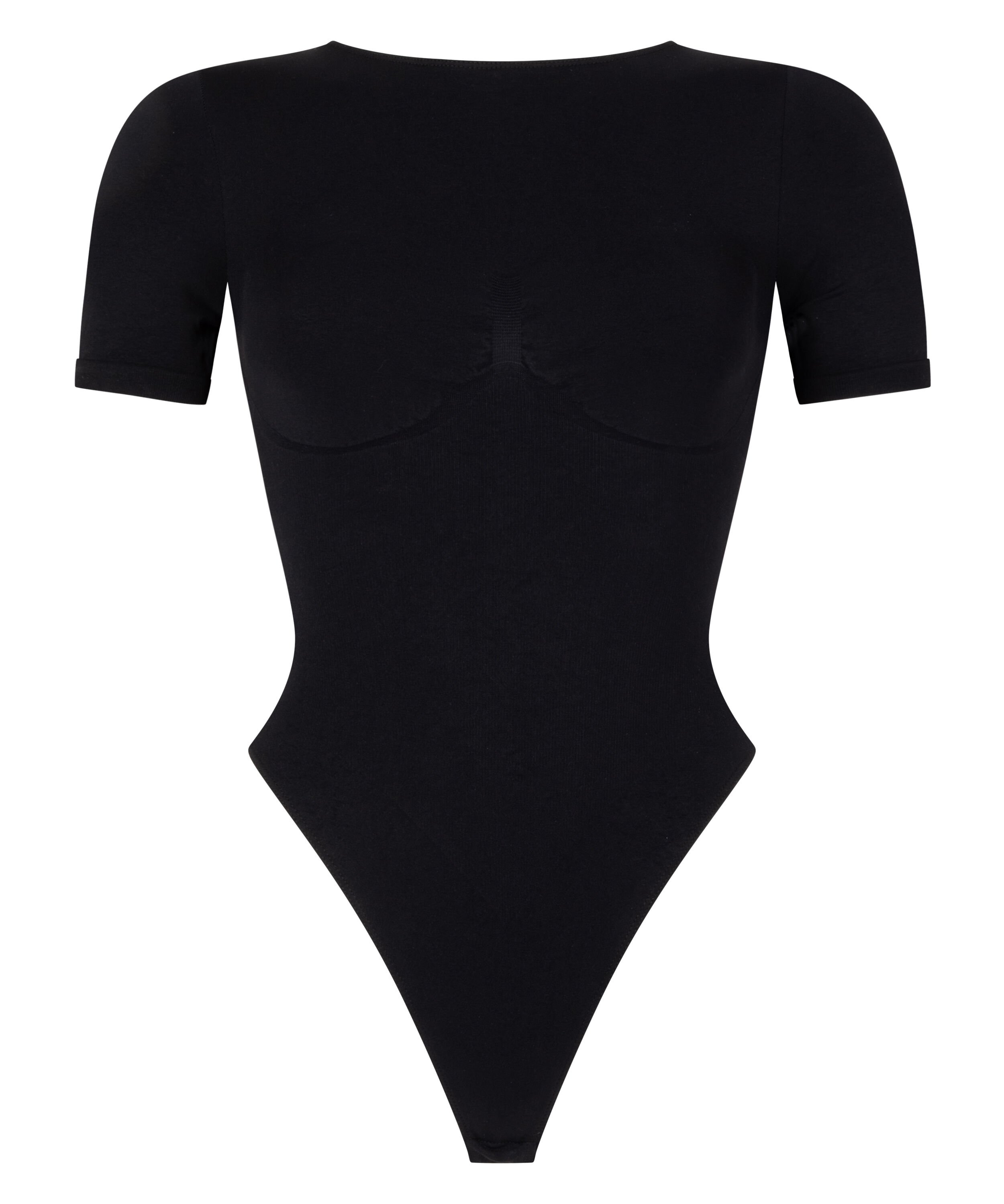 Bodi de manga corta sin costuras, Negro