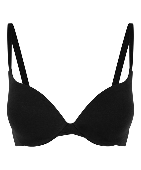 Sujetador push-up de algod&oacute;n preformado y con aros, Negro