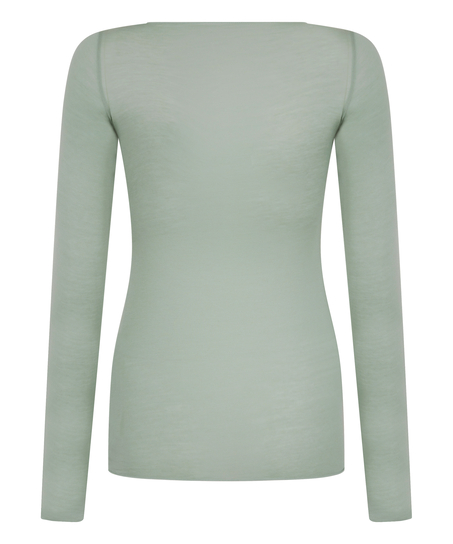 Camiseta super suave de cachemir con escote barco, Verde