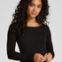 Top de pijama de punto de manga larga, Negro