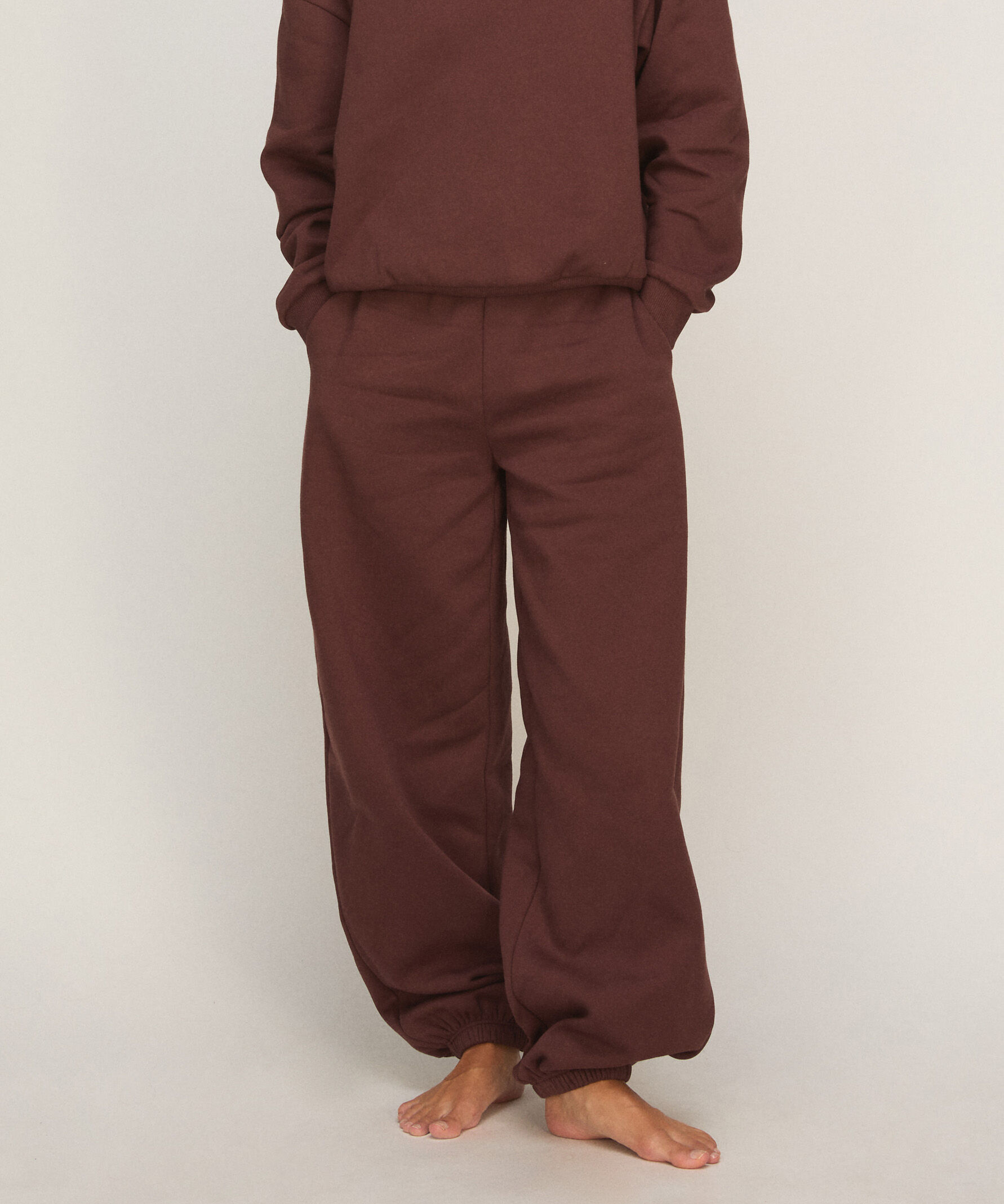 Pantalón Jogger de Felpa Afelpada, Marrón Pantalón Jogger de Felpa Afelpada, Marrón