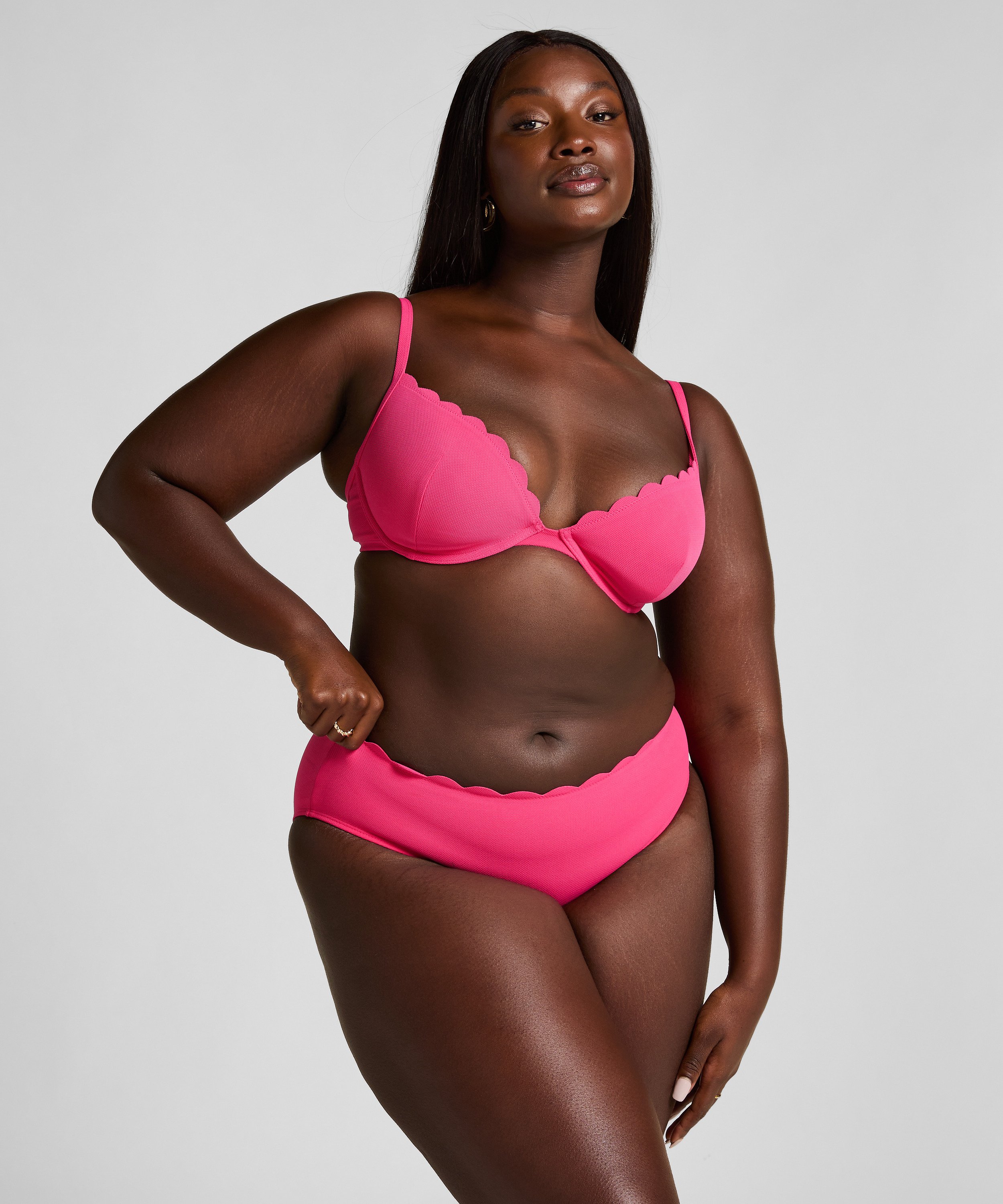Top de bikini con aros preformado Scallop, Rosa, main