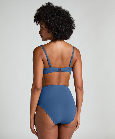 Braguita de bikini de cintura alta Scallop Rio, Azul