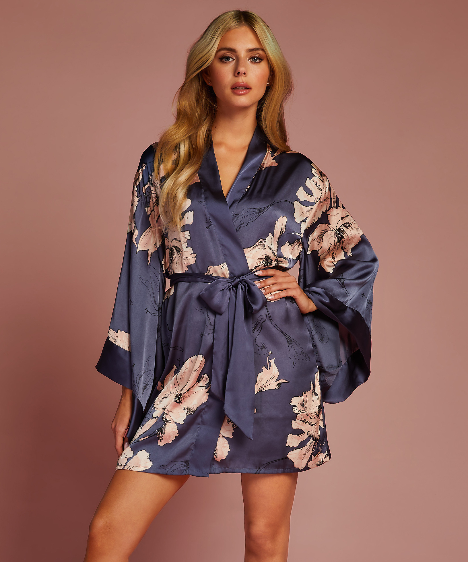 Kimono Satin Bloom, Azul, main