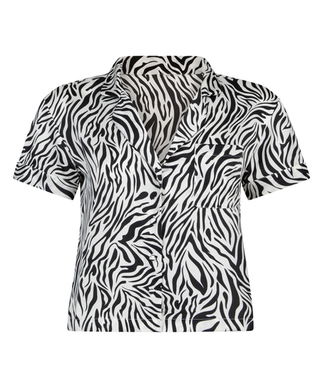 Chaqueta de manga corta de sat&eacute;n, Blanco