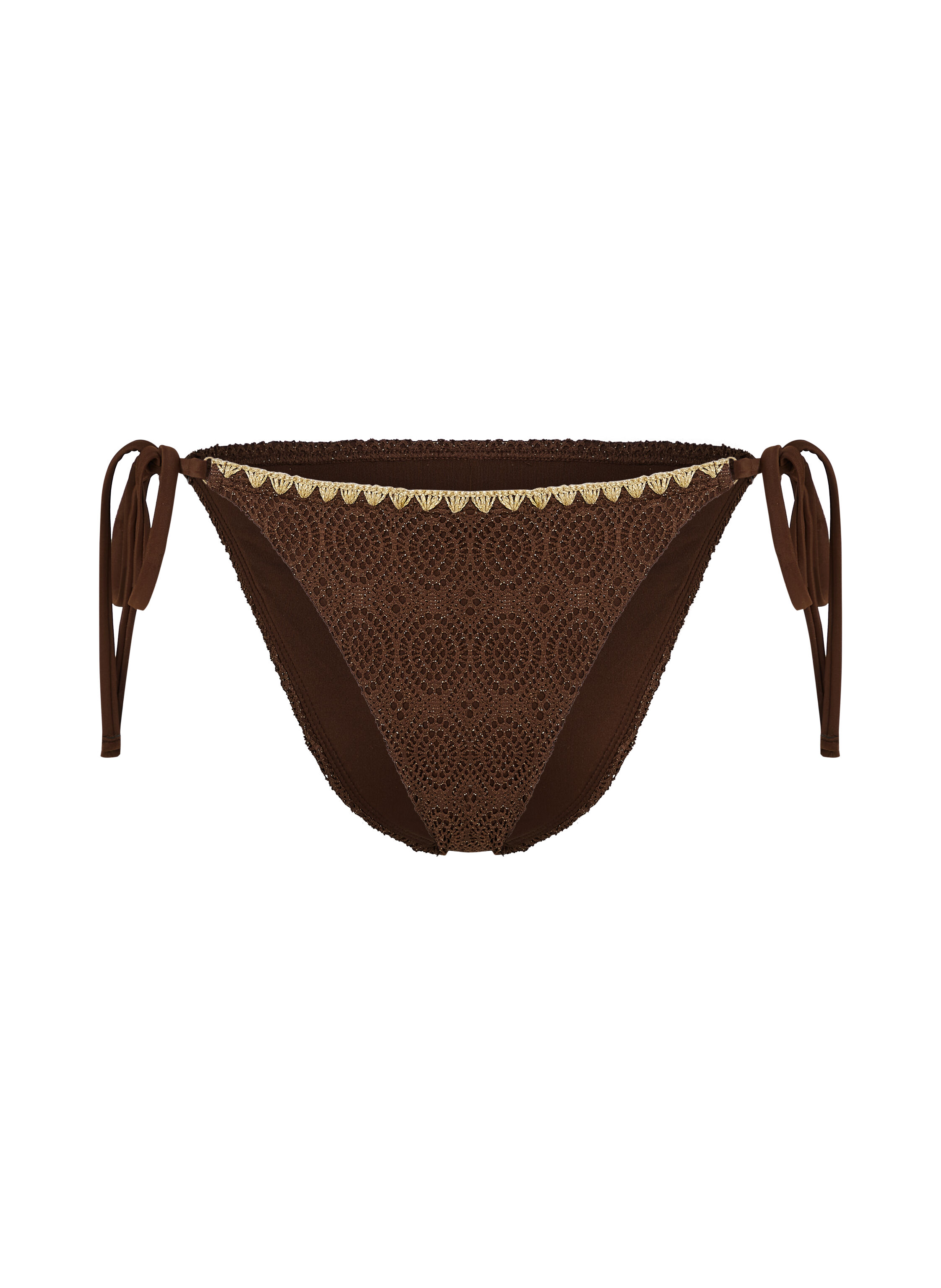Braguita de Bikini Cheeky Tanga Crochet, marr&oacute;n