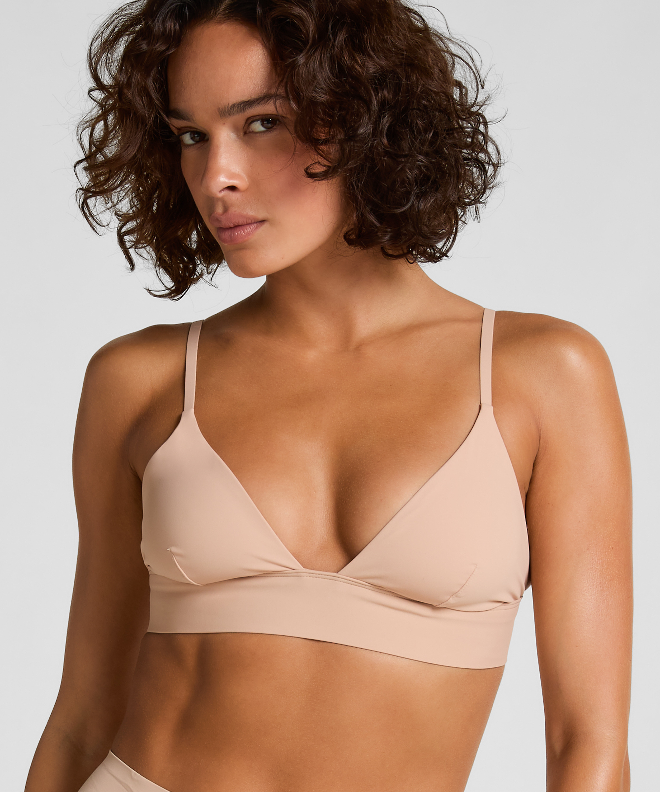 Triangular Bralette Smooth, Beige, main