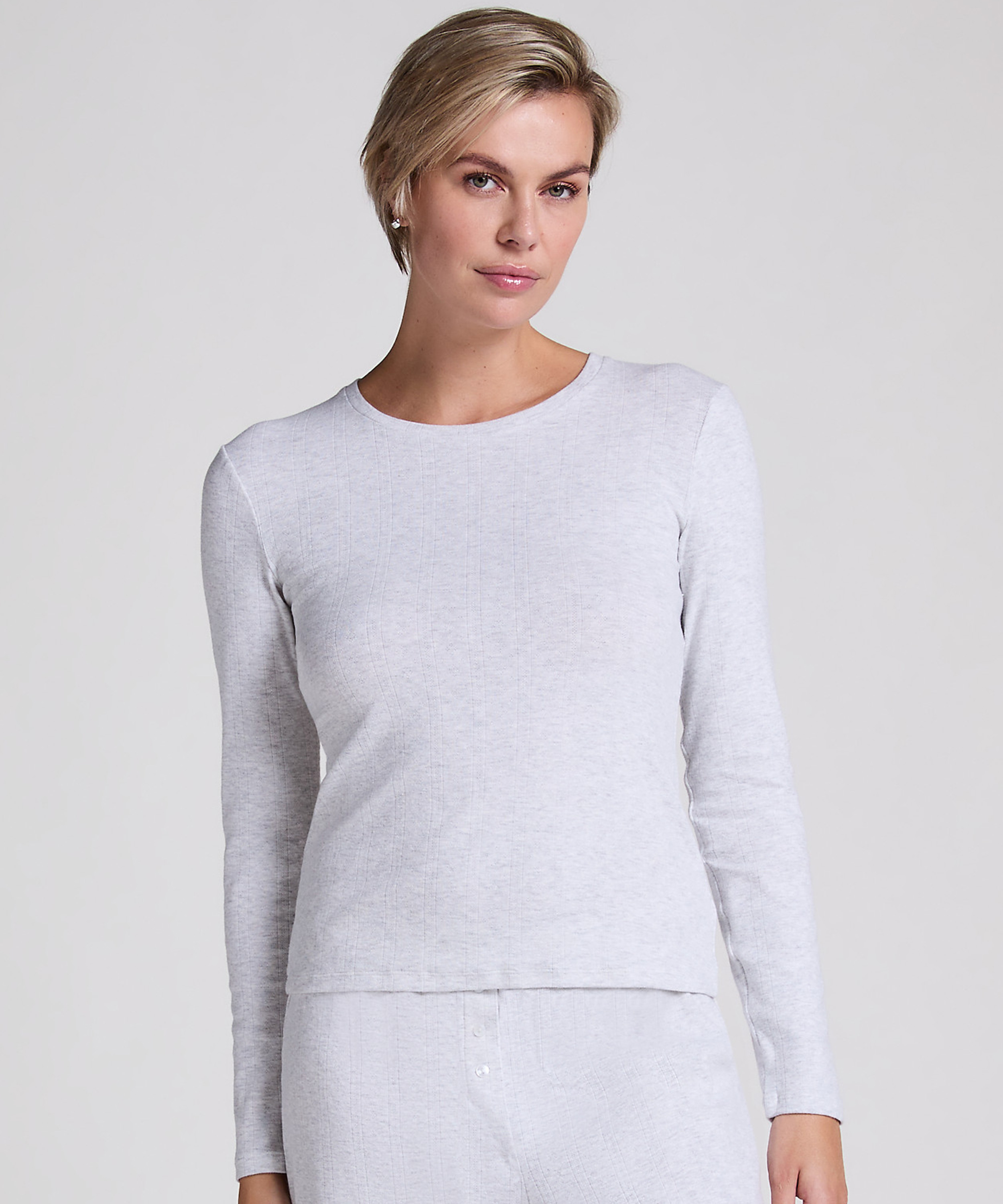 Top de pijama Pointelle, Gris, main